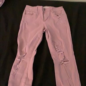 Pink ripped jeans
